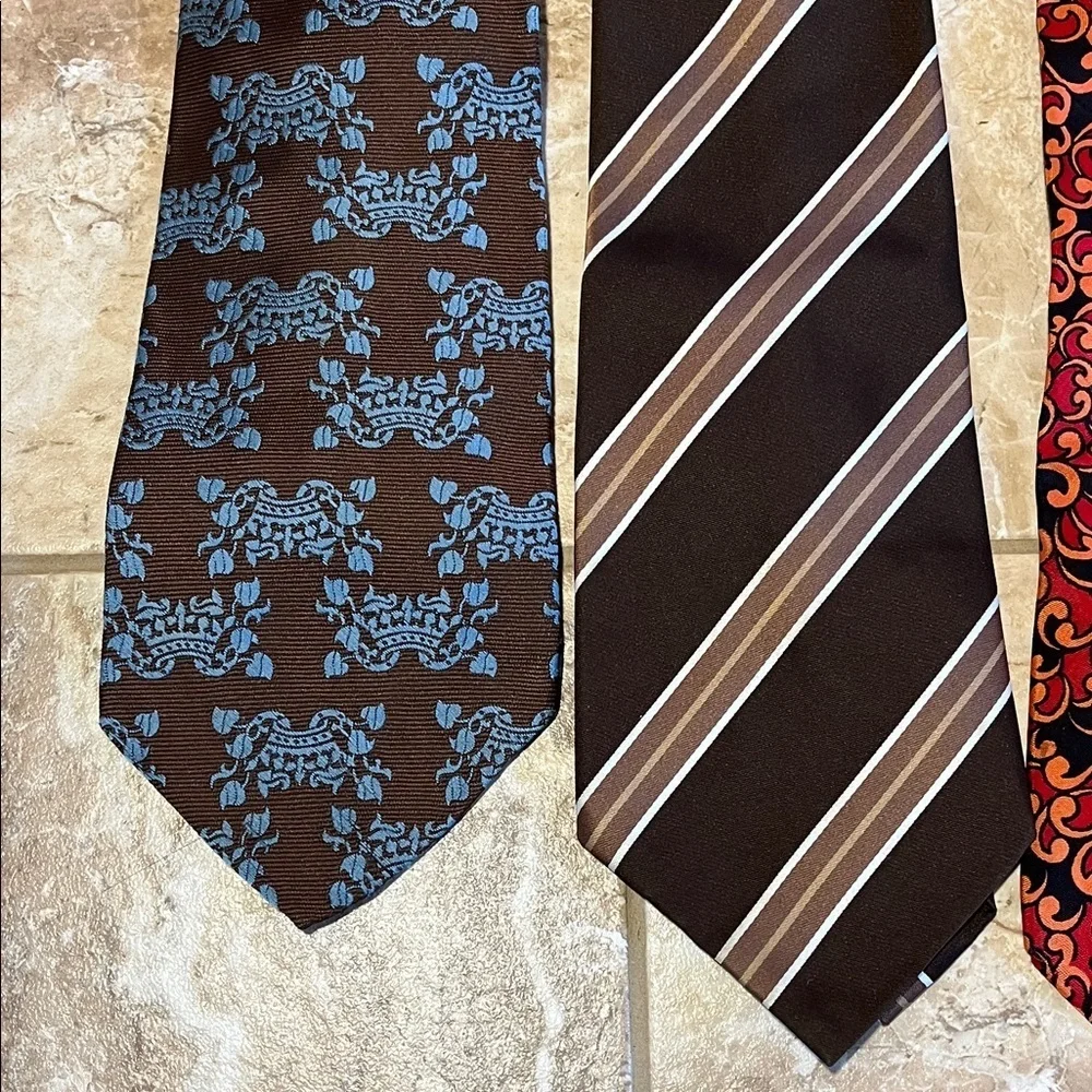 Vintage 70s Men's Tie Collection - Brown, Blue, Orange, Red Colorways - Set of 4